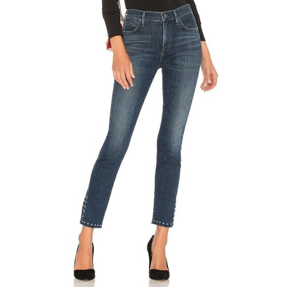 COH Citizens of Humanity Rocket High Rise Skinny Jeans with Studded Hem - Picture 1 of 8